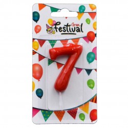 Vela Roja Número 7 para Celebrar Cumpleaños y Aniversarios