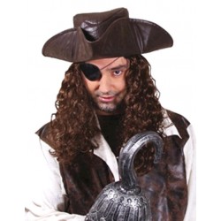 PELUCA CON SOMBRERO PIRATA JHON SILVER