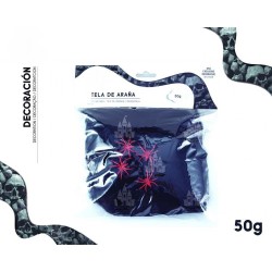 Telaraña Negra con Arañas 50 Gr.