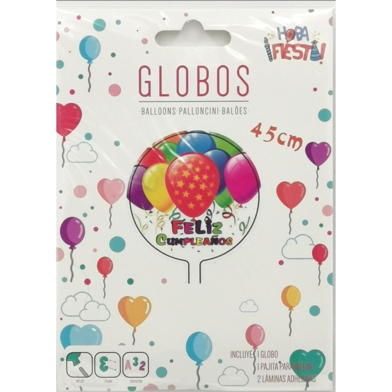 Globo Feliz Cumpleaños 45 cm.