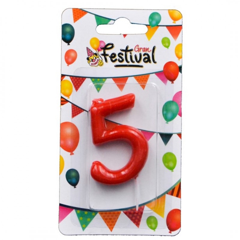 Vela Roja Número 5 para Celebrar Cumpleaños y Aniversarios
