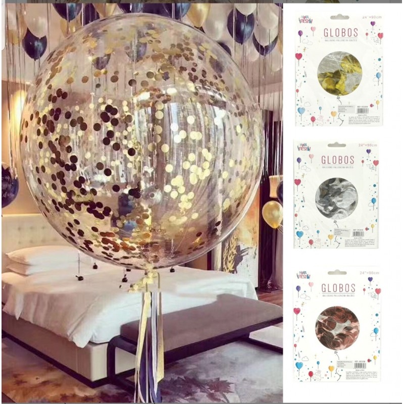Globo Burbuja con confeti 24" 80 cm.