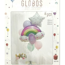 Conjunto Globos Arco Iris 8 piezas