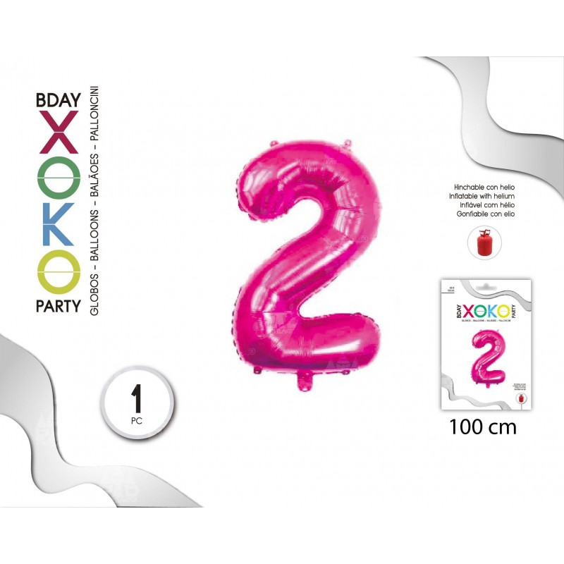 Globo Números Color Fucsia 100 cm. 40"