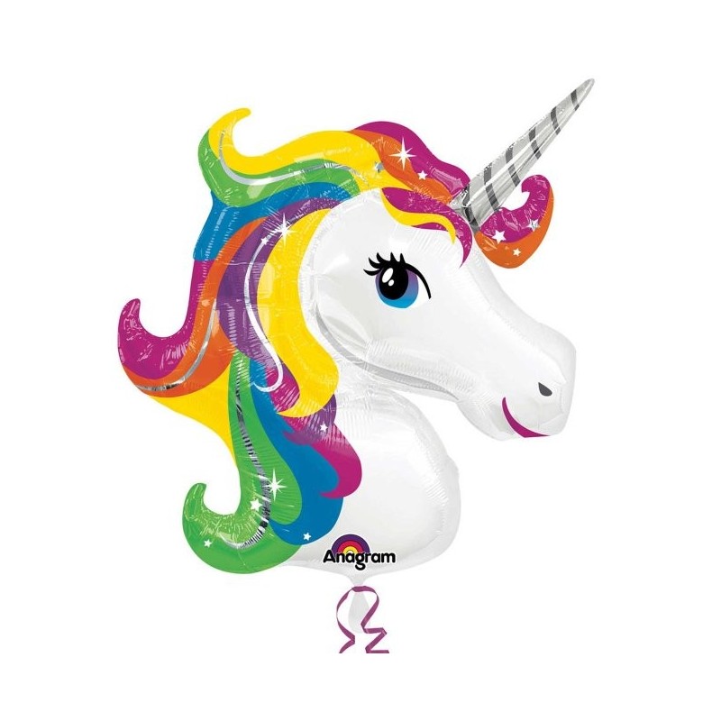 Globo Unicornio Arco Iris 83 x 73 cm.