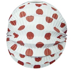 Farolillos Feria Blanco Lunar Rojo 22 cm.