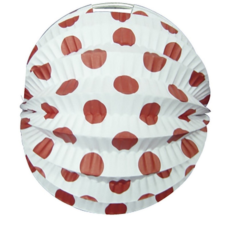Farolillos Feria Blanco Lunar Rojo 22 cm.