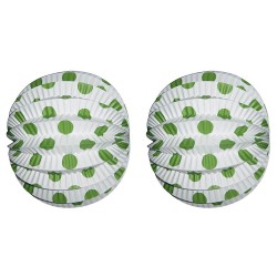 Farolillos Feria Blanco Lunar Verde 22 cm.