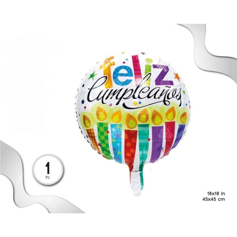 Globo Feliz Cumpleaños Velas 45 cm.