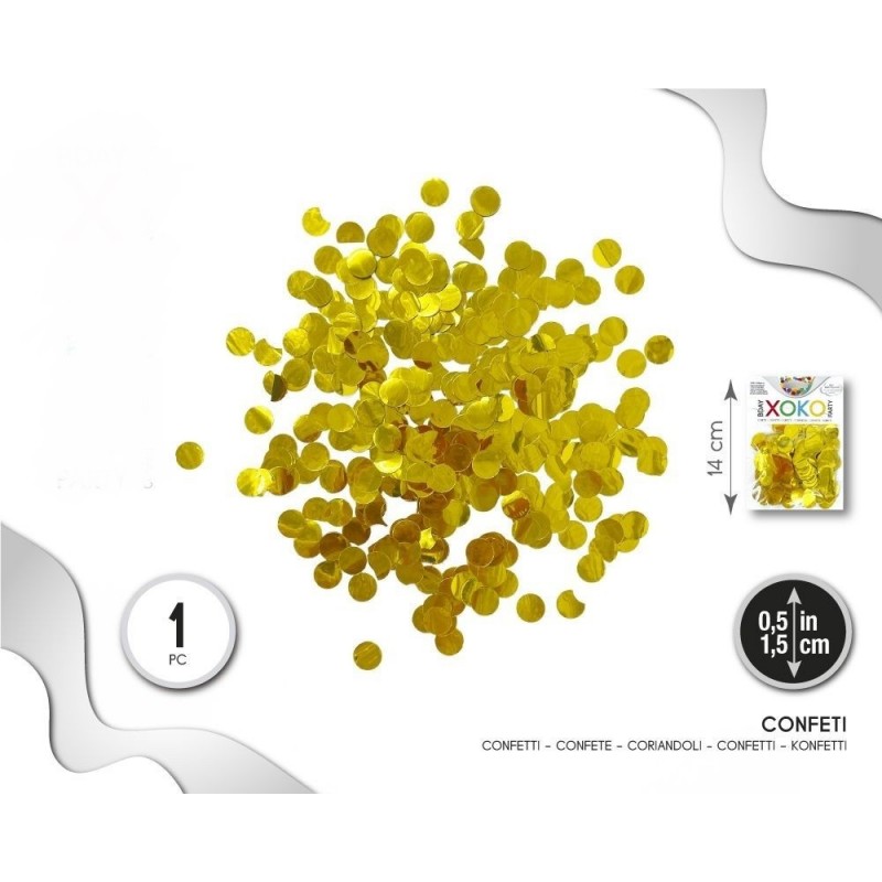 Confeti Dorado 1.5 cm. en Bolsa