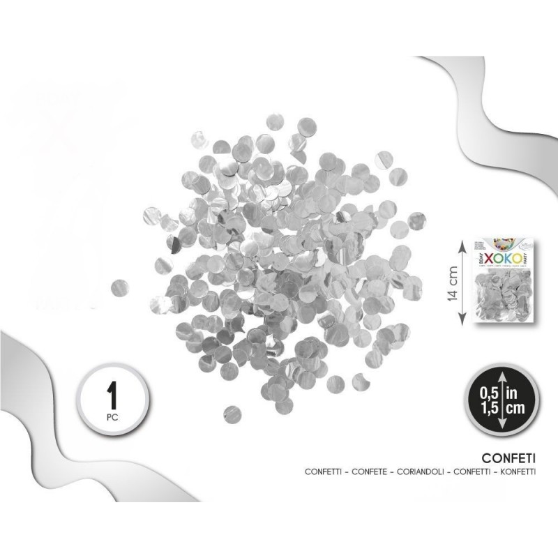 Confeti Plata 1.5 cm. en bolsa