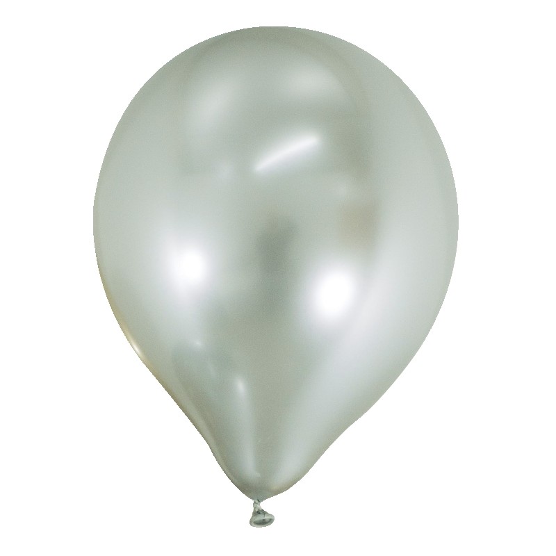 Globo Espejo Plata Látex 6 Pcs. 28 cm