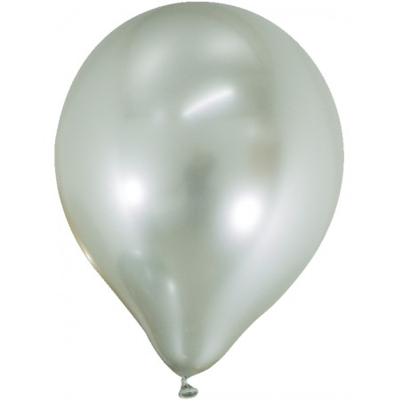 Globo Espejo Plata Látex 6 Pcs. 28 cm