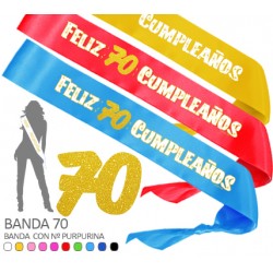 Banda Feliz 70 Cumpleaños Purpurina 70mm