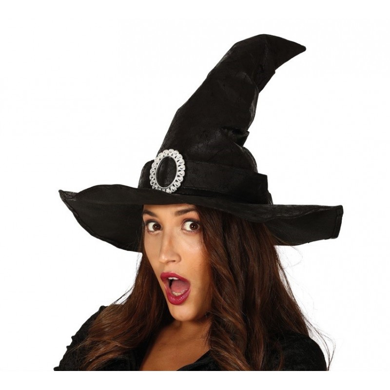 Sombrero de Bruja Negro Símil Piel
