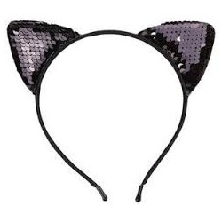 Diadema de Gato con Lentejuelas Color Negro