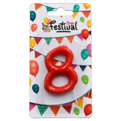 Vela Roja Número 8 para Celebrar Cumpleaños y Aniversarios