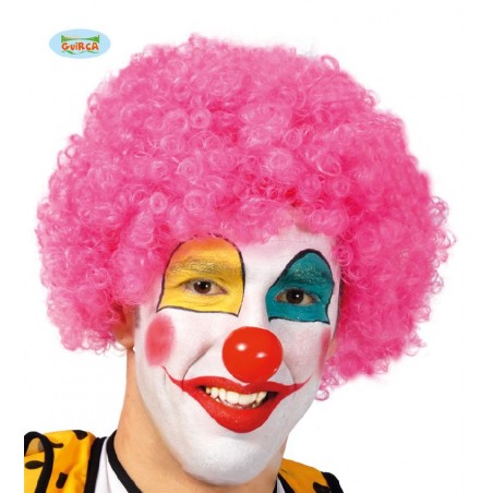 PELUCA DE RIZOS PAYASO ROSA
