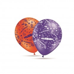 Globo Felicidades Látex 30 cm. 10 unid.
