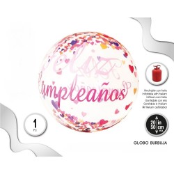 Globo Burbuja Feliz Cumpleaños 20" 50 cm.