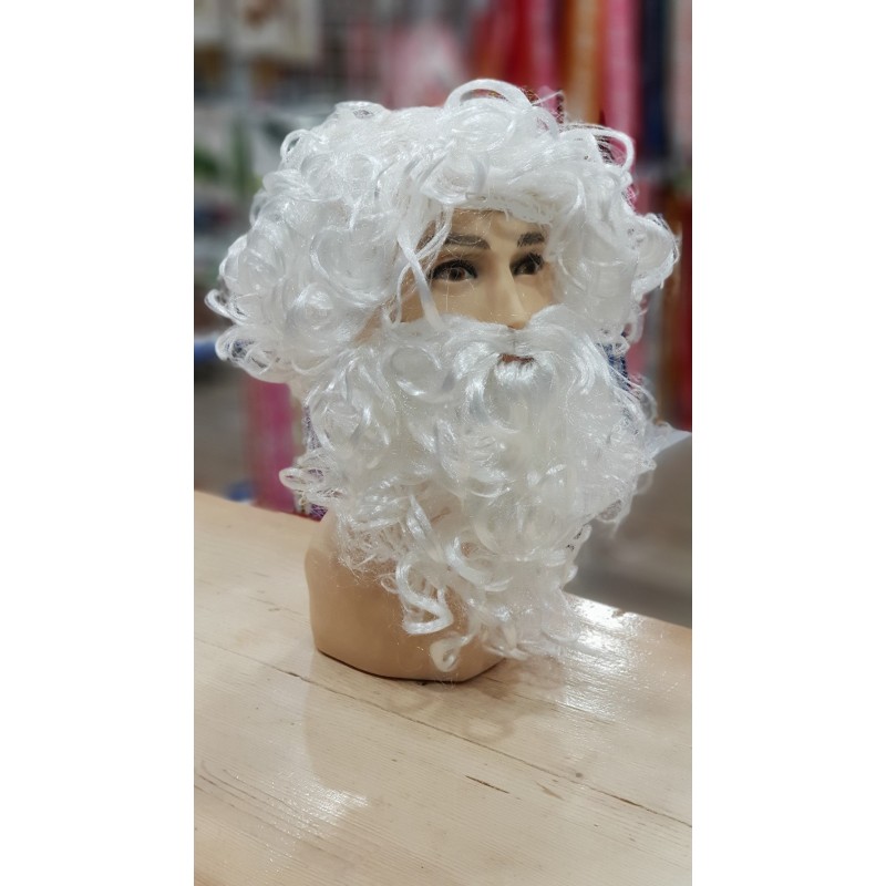 Peluca con Barba Blanca para Papá Noel y Rey Mago
