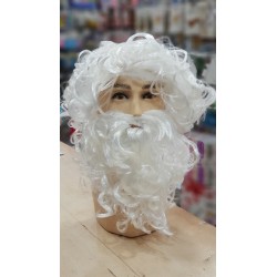 Peluca con Barba Blanca para Papá Noel y Rey Mago