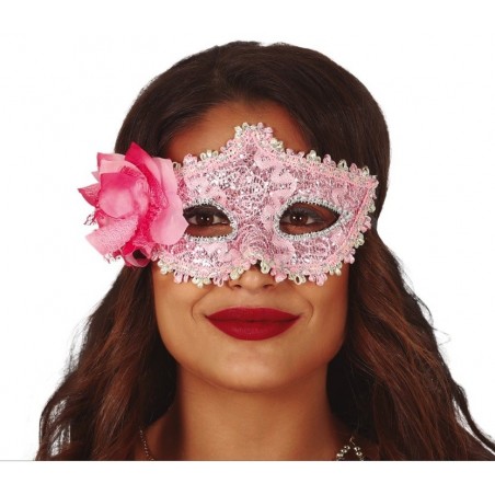 Antifaz Rosa con Flor