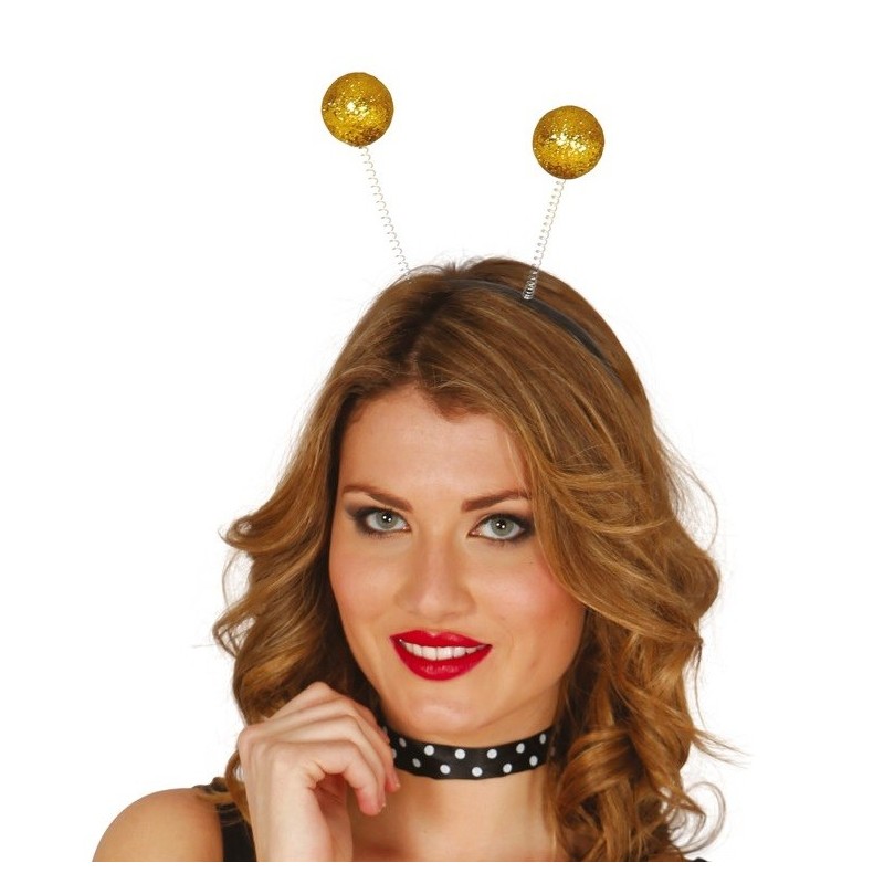 Diadema de Bolas Doradas Purpurina