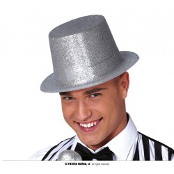 Chistera Plata con Purpurina para Adulto