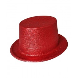 Chistera Roja con Purpurina para Adulto