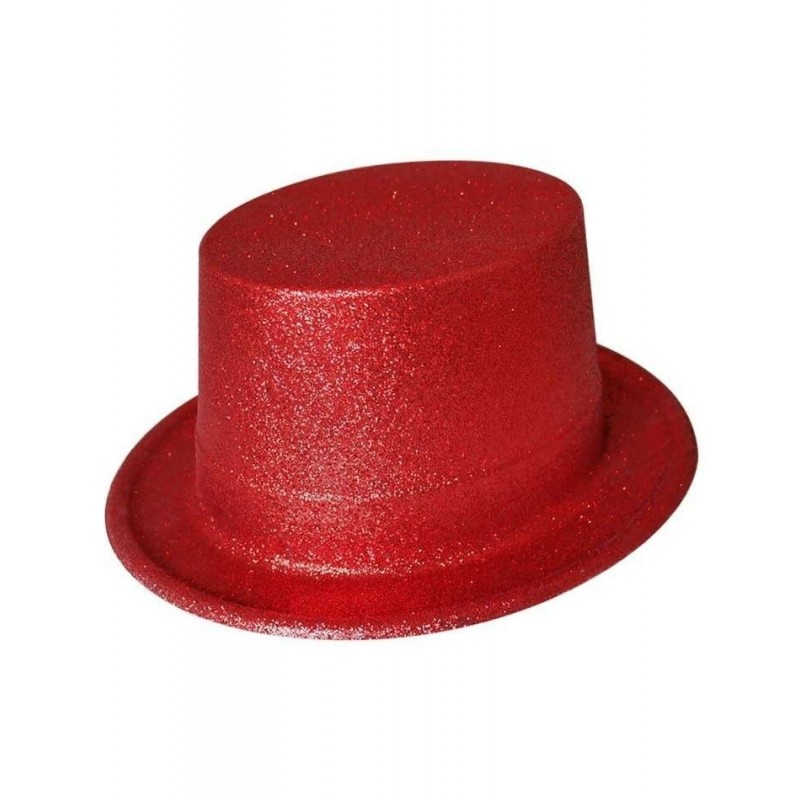 Chistera Roja con Purpurina para Adulto