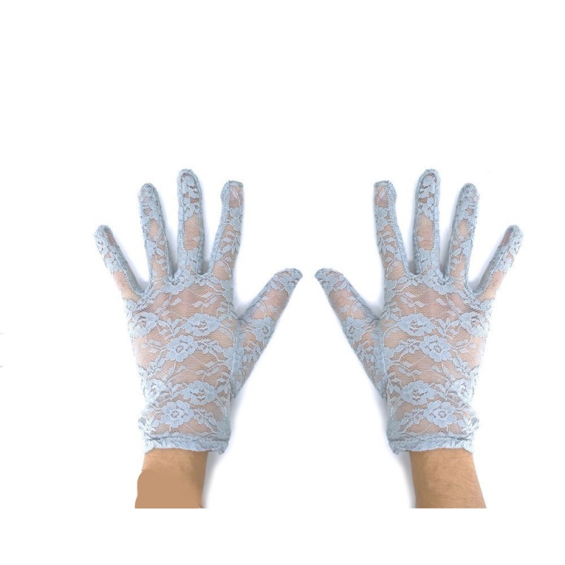 Guantes Cortos de Encaje Gris