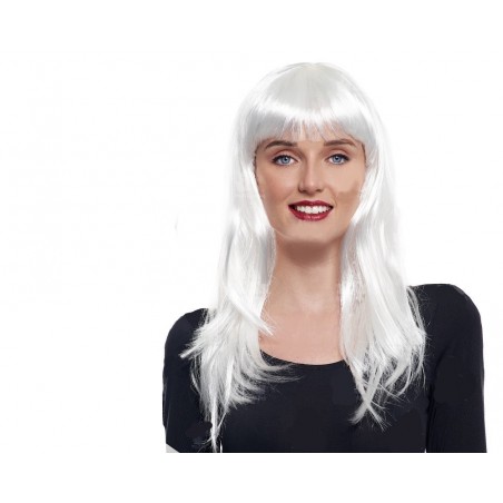 Peluca Blanca Lisa Flequillo