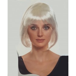 Peluca Blanca Media Melena Flequillo