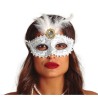 Antifaz Blanco con Pluma