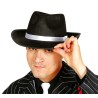 Sombrero de Gánster Negro con Cinta Blanca para Adultos