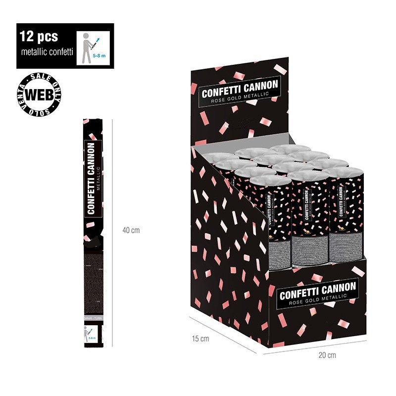 CAÑON CONFETTI METALICO ORO/ROSA 40 CMS