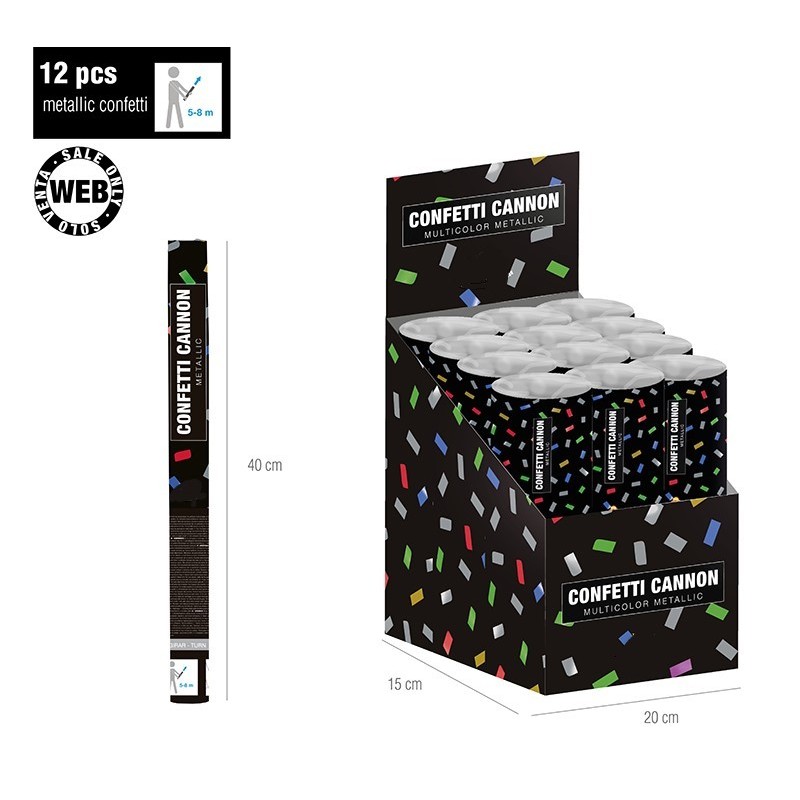 CAÑON CONFETTI METALICO MULTIC. 30 CMS