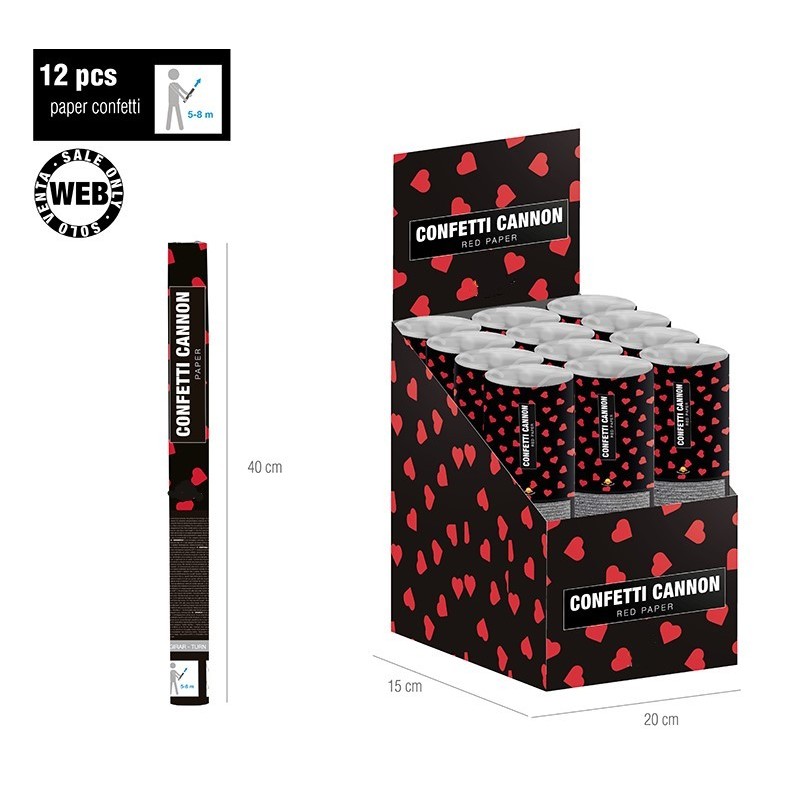 CAÑON CORAZONES ROJOS DE PAPEL 40 CMS