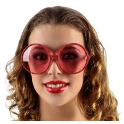 Gafas Rojas Redondas Purpurina