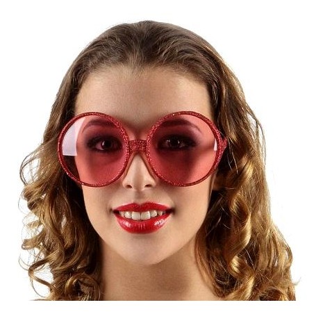 Gafas Rojas Redondas Purpurina