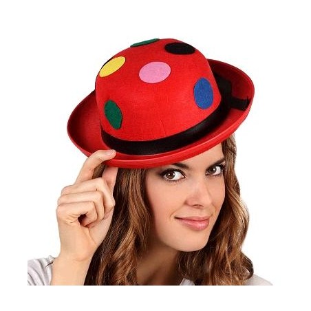 SOMBRERO BOMBIN ROJO LUNARES
