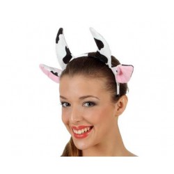 Diadema Cuernos de Vaca Adulto - Accesorio Temática Animal, Color Blanco