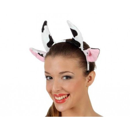 Diadema Cuernos de Vaca Adulto - Accesorio Temática Animal, Color Blanco