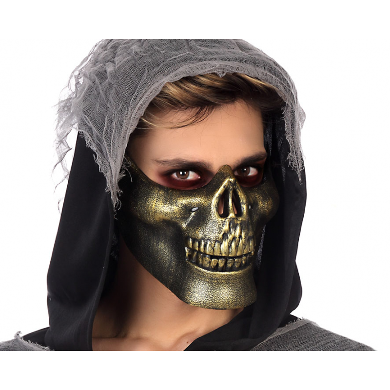 B/SOL. MASCARA HALLOWEEN 14*18 CM PVC DORADO