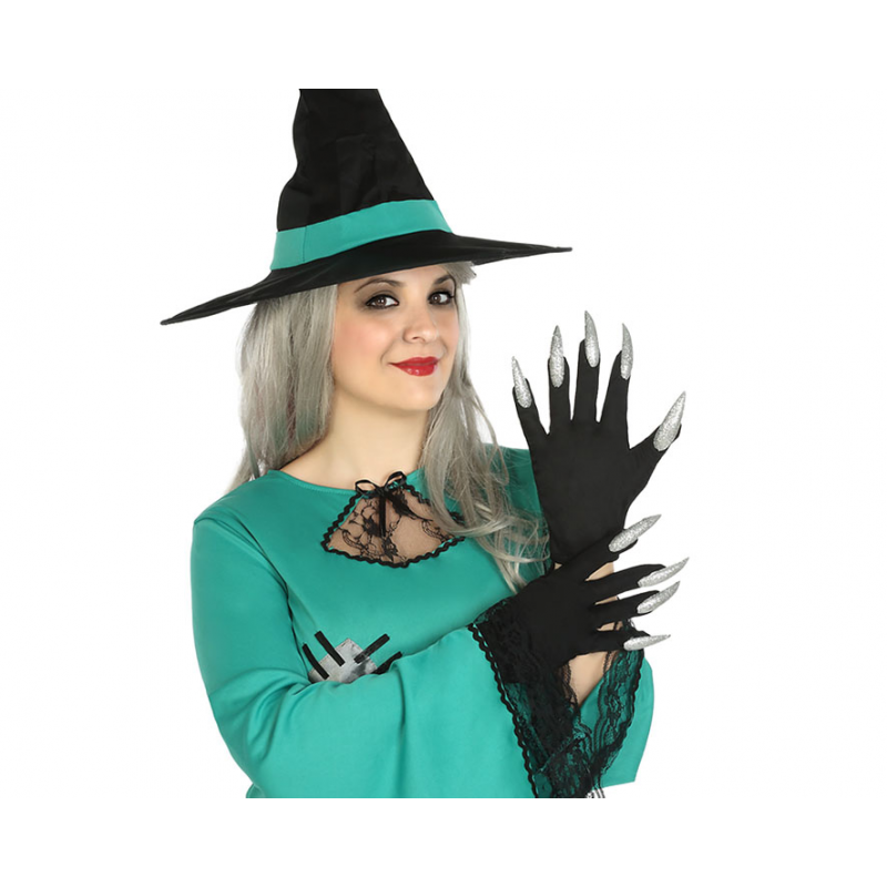B/SOL. GUANTES HALLOWEEN PLATEADO