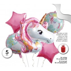 Set de Globos Unicornio Rosa 5 Piezas