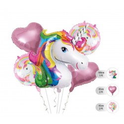 Set de Globos Unicornio Multicolor 5 Piezas