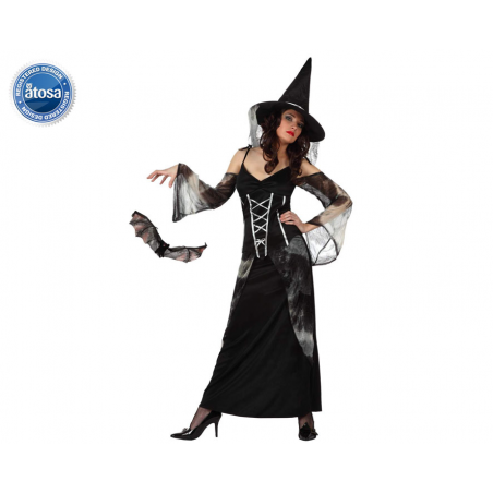 DISFRAZ BRUJA MUJER ADULTO MANGAS TRASLÚCIDAS
