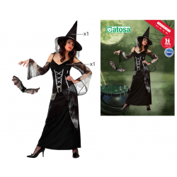 DISFRAZ BRUJA MUJER ADULTO MANGAS TRASLÚCIDAS